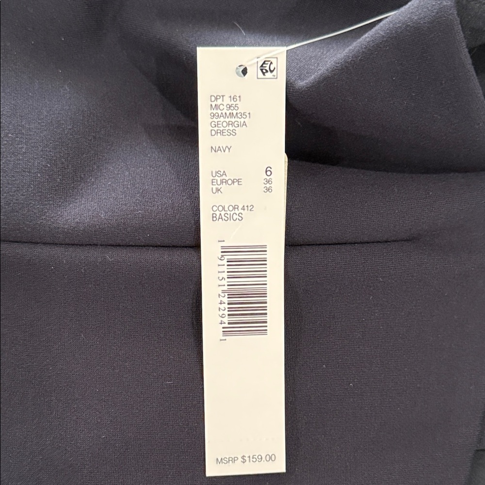NWT Antonio Melani Navy Blue Caged Neckline Sleeveless Sheath Dress Size 6 - Picture 8 of 10